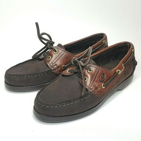 Dexter Leather Boat Shoes Brown Size 6 M Moccasin Toe deck Loafers slip on - Picture 1 of 11
